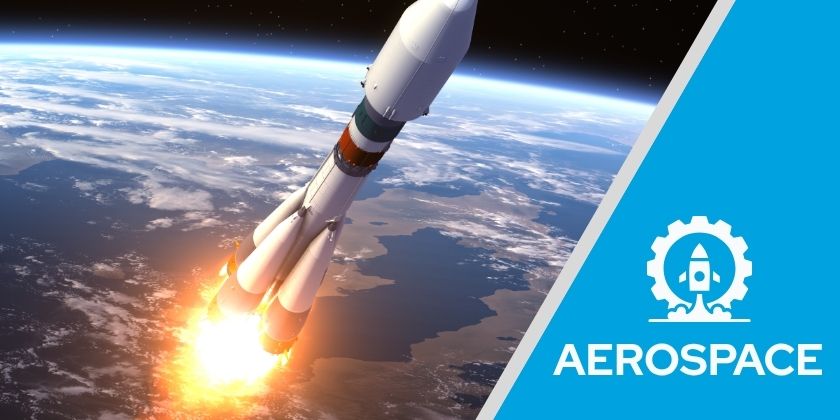 Aerospace injection molding: rocket launching above Earth